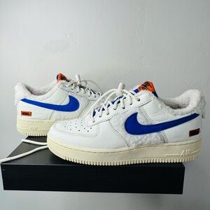 Nike Air Force 1 ‘07 Low Sherpa Fleece White/Blue/Orange Women’s 8.5